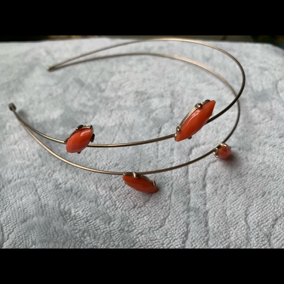 Coral and gold headband - Picture 2 of 2